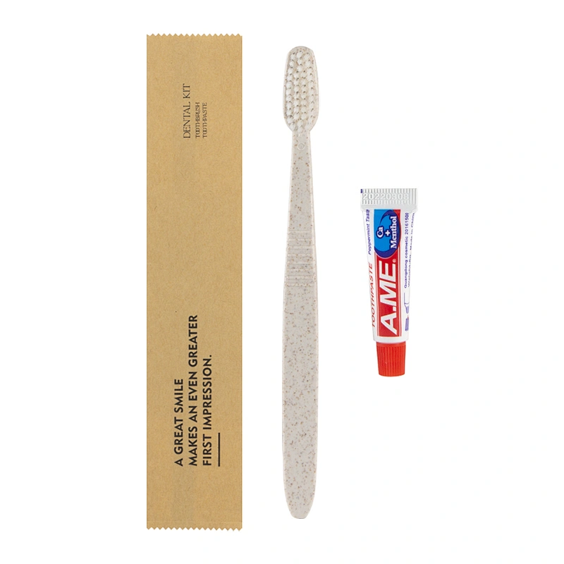 Kraft Paper Pouch Packaging Disposable Toothbrush with Toothpaste Set for Hotel Travel Airline