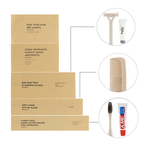 Hotel Amenities Eco-friendly Disposable Amenity Kit With Kraft Paper Pouch