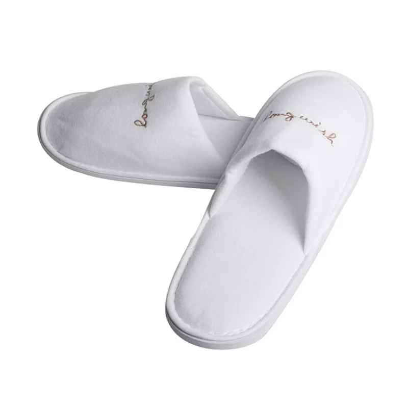 Custom Logo White Indoor Hotel Slipper
