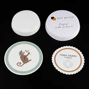Custom Drinking Paper Cup Lid Cover Paper Coasters for Cafe Hotel Bars