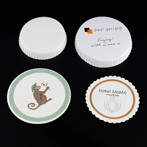 Custom Drinking Paper Cup Lid Cover Paper Coasters for Cafe Hotel Bars