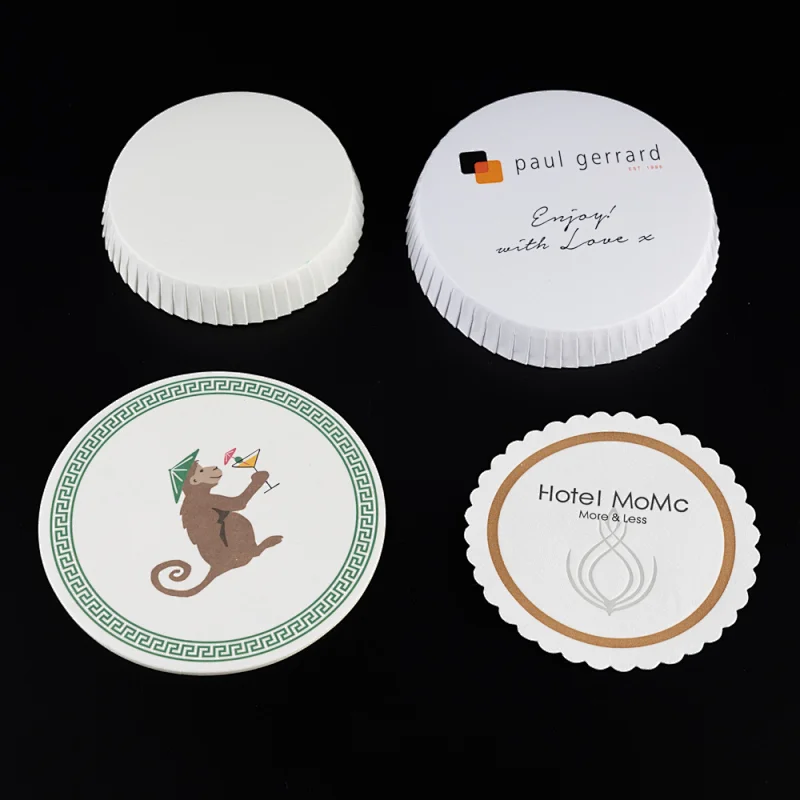 Custom Drinking Paper Cup Lid Cover Paper Coasters for Cafe Hotel Bars