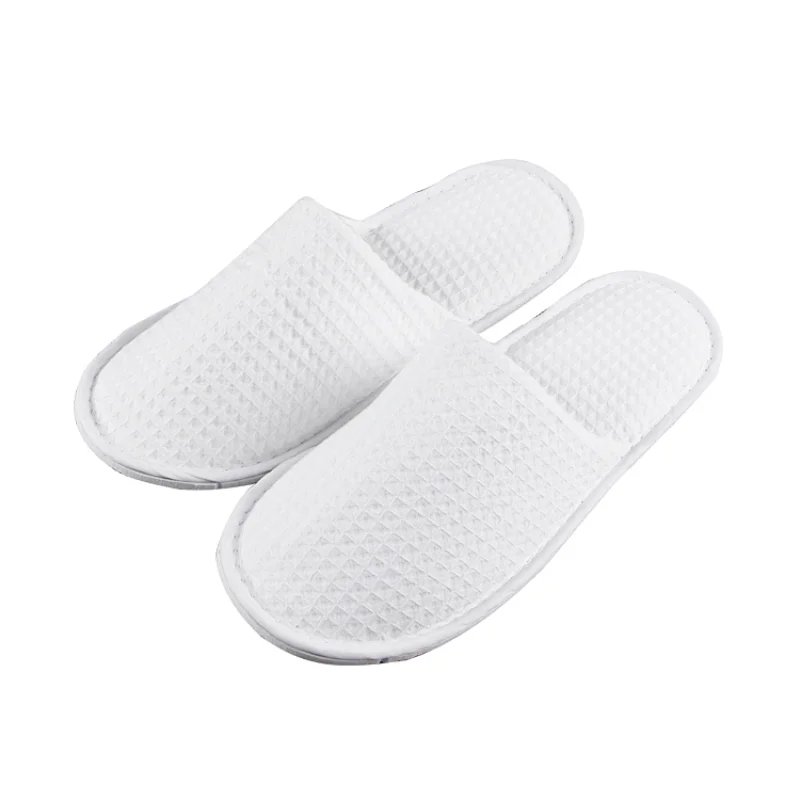 White Indoor Hotel Waffle Slipper