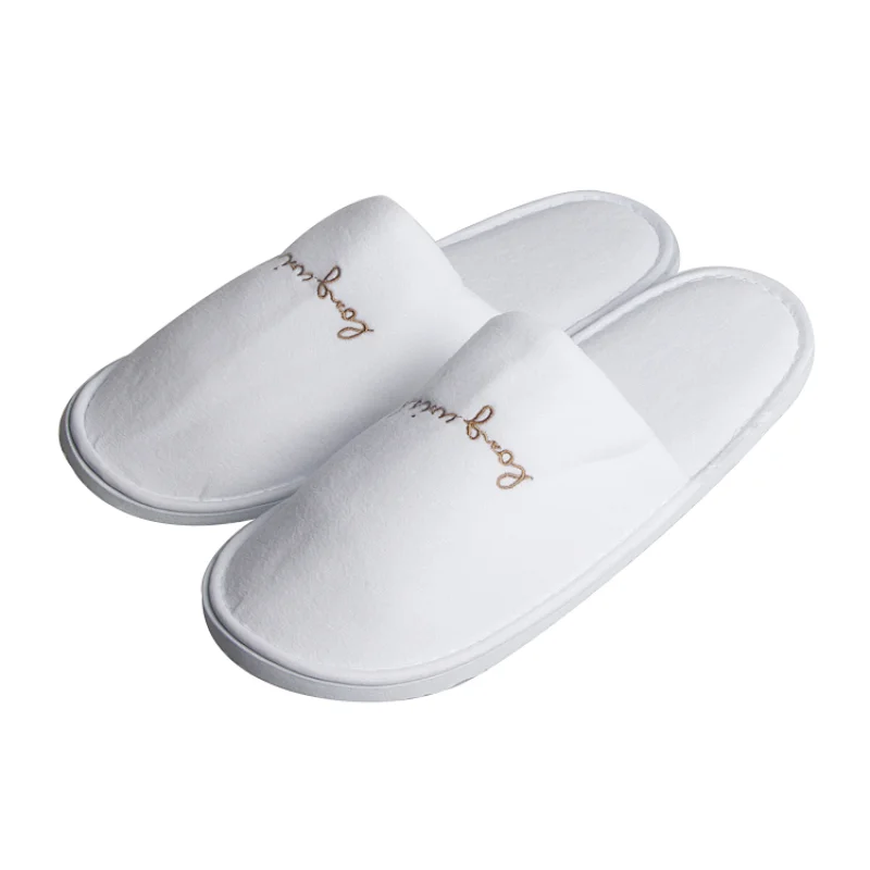 Custom Logo White Indoor Hotel Slipper