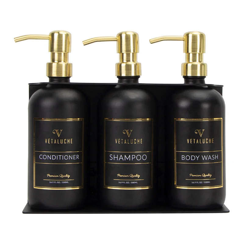 Stainless Steel Liquid Dispenser Bracket with Three Bottles