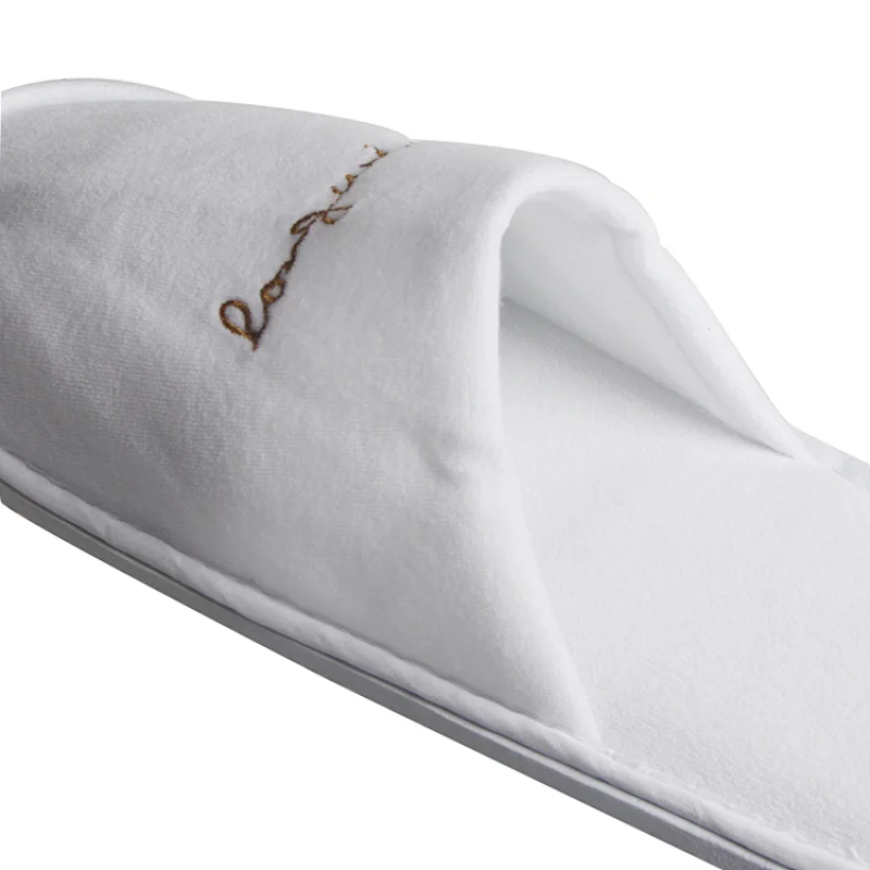 Custom Logo White Indoor Hotel Slipper