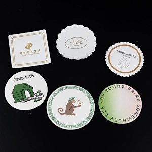 Custom Drinking Paper Cup Lid Cover Paper Coasters for Cafe Hotel Bars