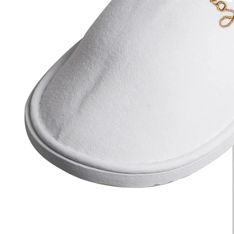 Custom Logo White Indoor Hotel Slipper
