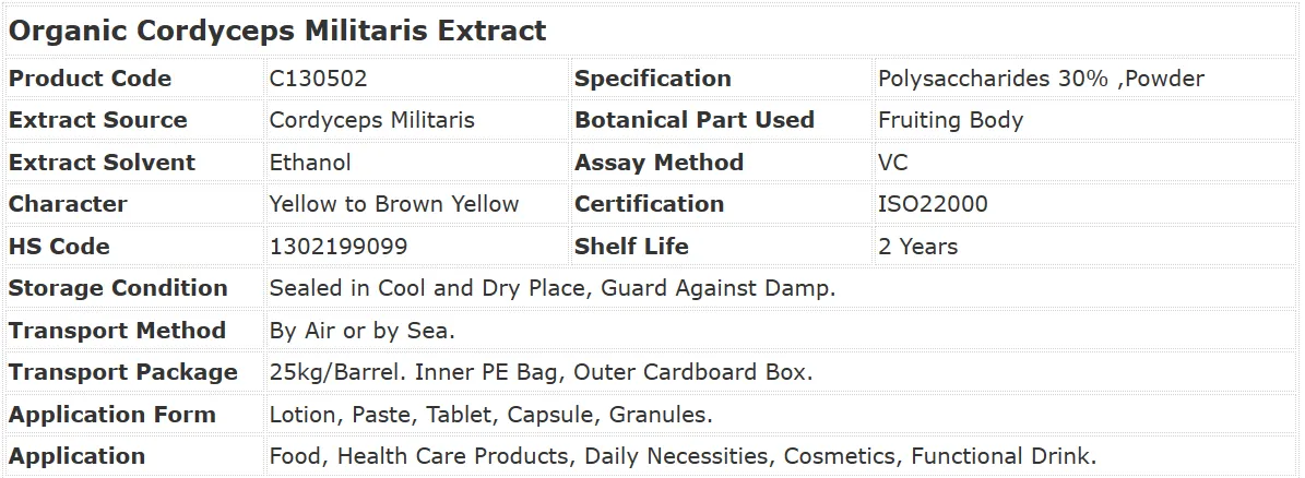 Organic Cordyceps Militaris Extract