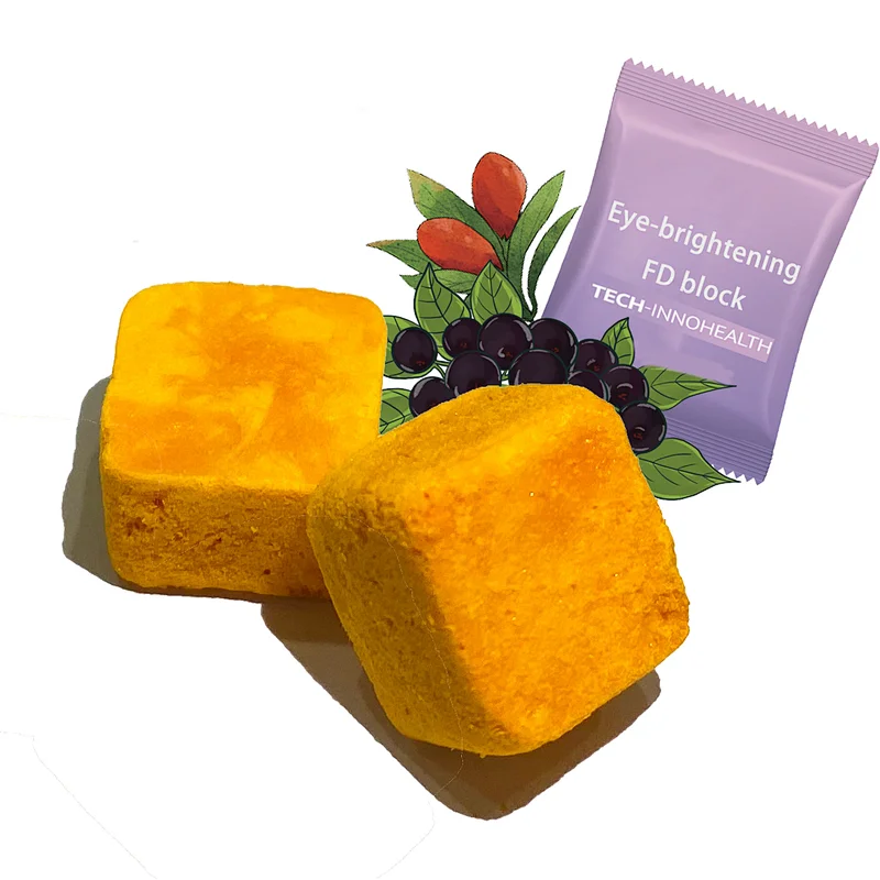 Freeze-Dried fruit block odm for eyes,freeze berry block supplier,Freeze Dried strawberry block for eyes wholesale, functional snack for eyes odm,wholesale freeze dried berries block,innovated dosage form health food product