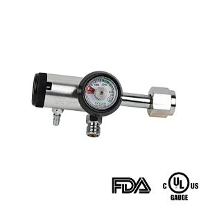 Medical Grade CGA540 Oxygen Pressure Medical Regulator With DISS or BARB Outlet
