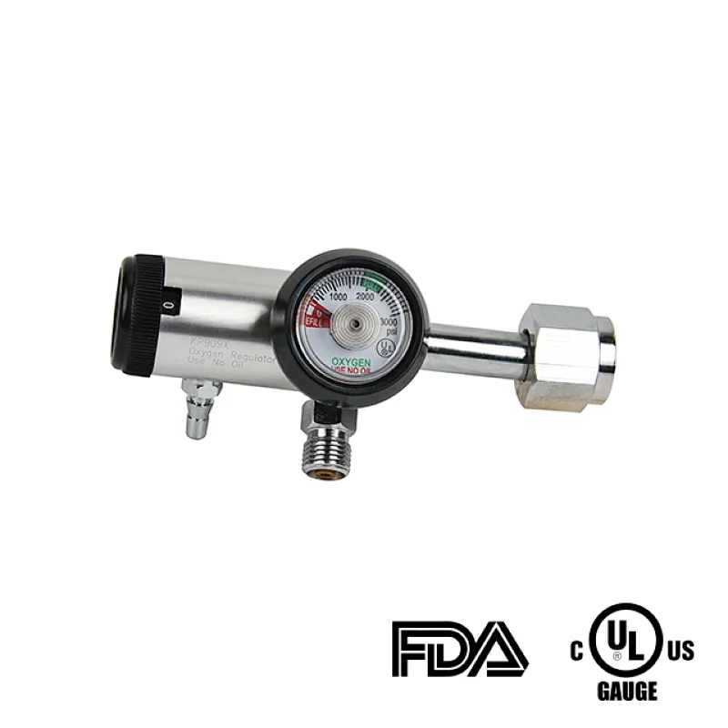 Medical Grade CGA540 Oxygen Pressure Medical Regulator With DISS or BARB Outlet