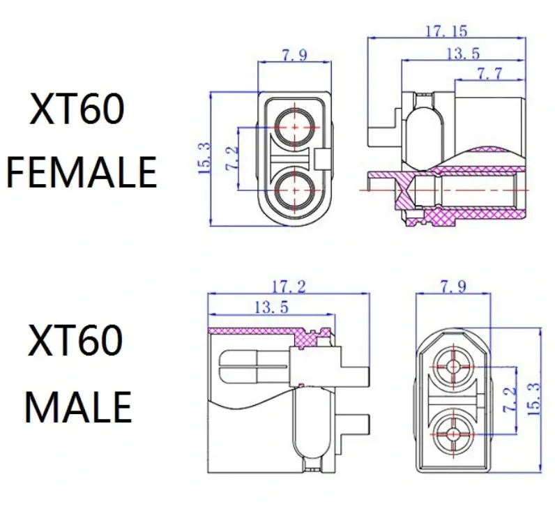 XT60 Male to Female