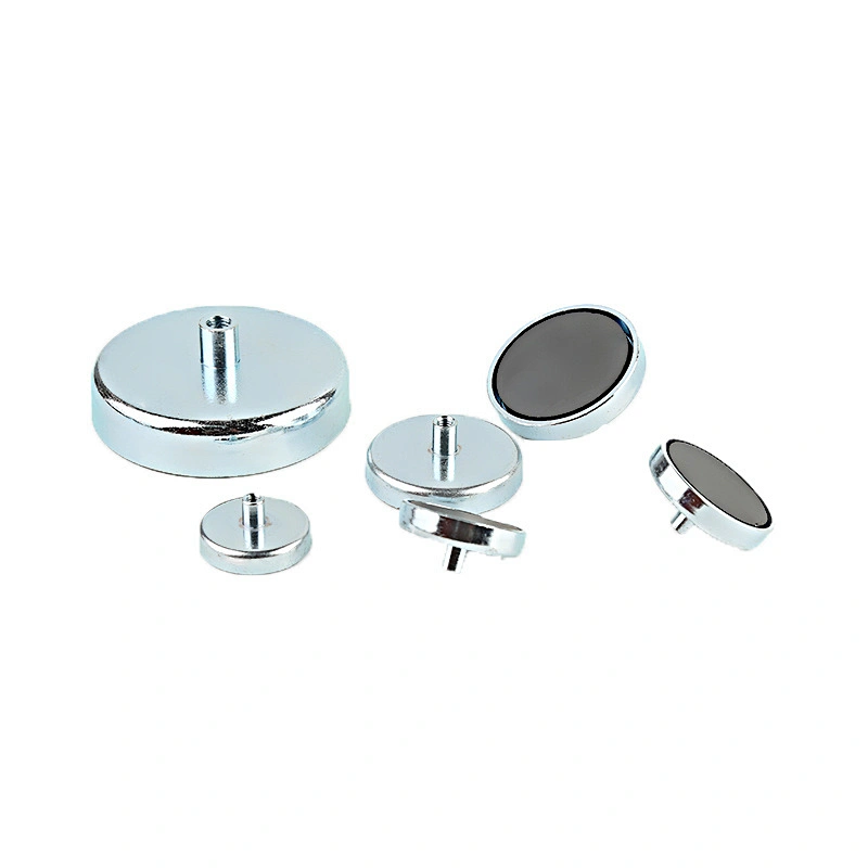 Ferrite Shallow Pot Magnet with Thread Hole