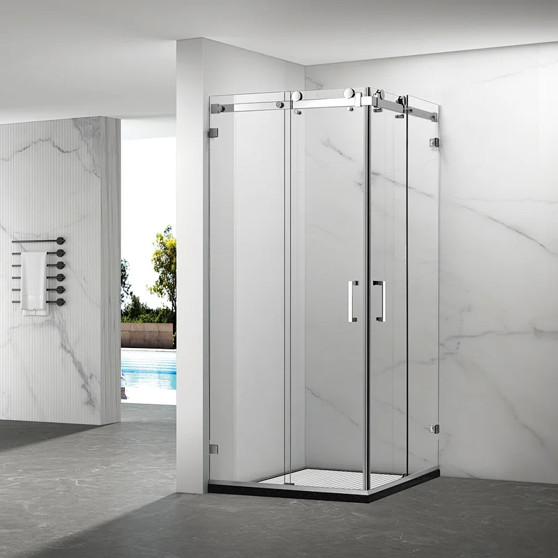 Elegant Design S.S Frameless Square Double Sliding Shower Enclosure