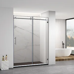 Hotel Project  Wholesale 304 SS Frameless Tempered Glass Sliding Shower Door Shower Screen