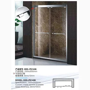 Elegant Design 304 Stainless Steel Aqua Tempered Glass Sliding Shower Door