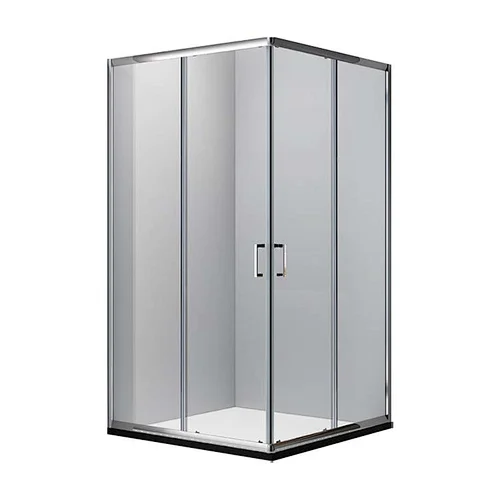 KDS Bathroom Aluminum Frame Sliding Shower Door Clear 4 Side Tempered Glass Sliding Shower Enclosure