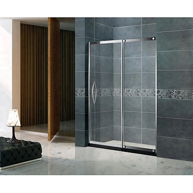 Industrial Style Mirror Light Frame Stainless Steel Sliding Shower Doors