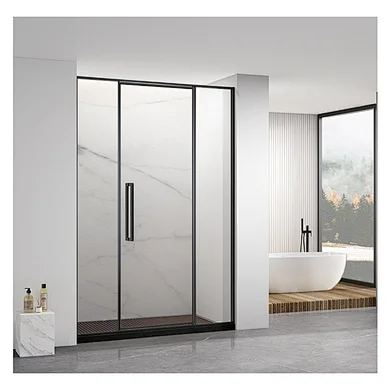 Rectangle Shower Room Glass Panels 3 Side Black Framed Shower Screen Enclosure