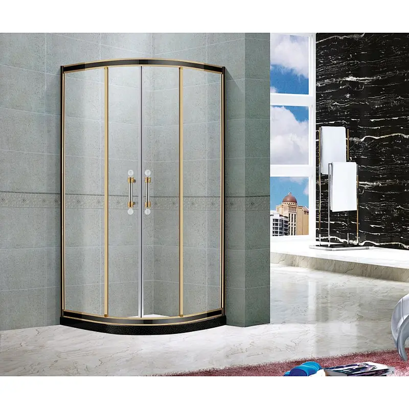 Professional Manufacturer Tempered Glass In-Line Golden Border Shower Room