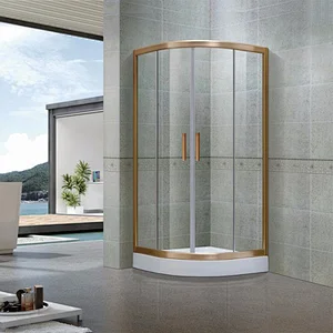 Gold Material Aluminum 4 Panels Sliding With Framed Shower Enclosure