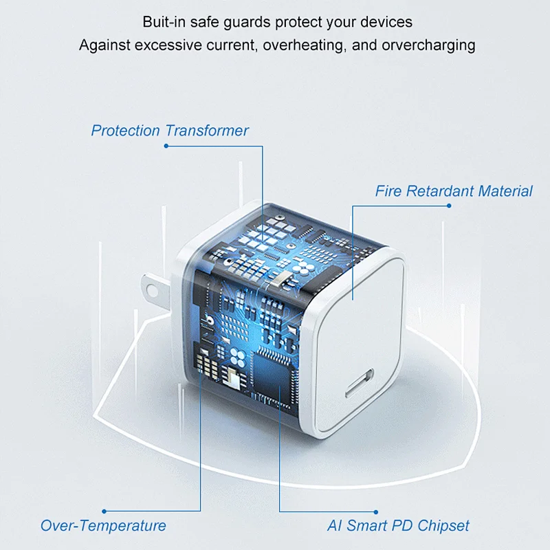 2022 New Fast Charger 20w Usb Type C Pd Power Adapter Suitable For Mobile Phones