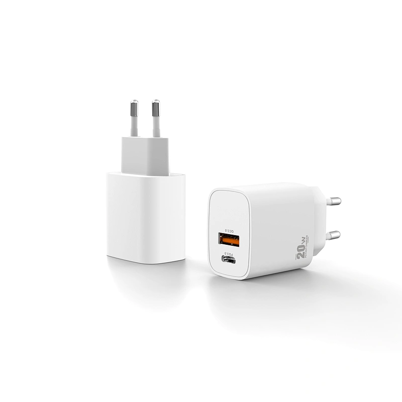 OEM factory QC3.0 usb c wall charger 20w PPS PD mobile charger portable charger USB-C PD + QC 3.0 2 USB ports Power Adapter