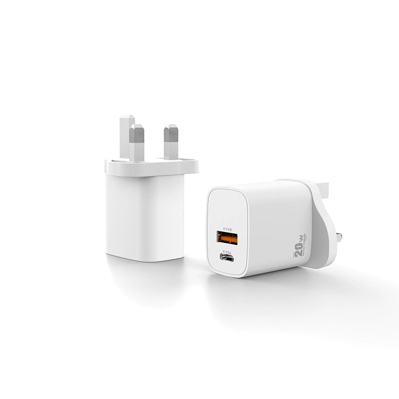 OEM factory QC3.0 usb c wall charger 20w PPS PD mobile charger portable charger USB-C PD + QC 3.0 2 USB ports Power Adapter