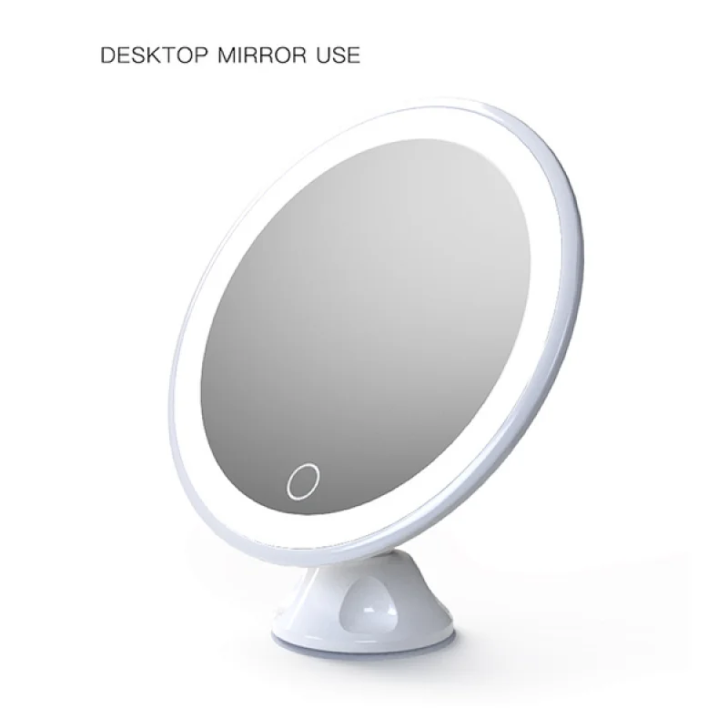 Bathroom mirror with lights and 5X,7X,10X magnifying suction up on wall