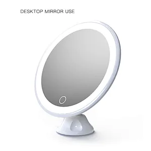 Bathroom mirror with lights and 5X,7X,10X magnifying suction up on wall