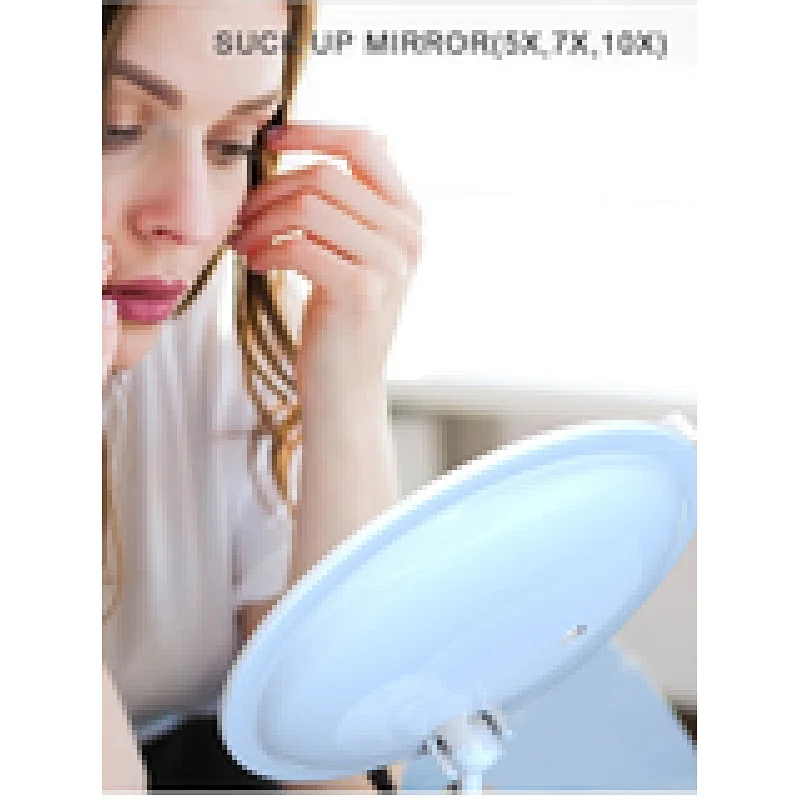 Bathroom mirror with lights and 5X,7X,10X magnifying suction up on wall