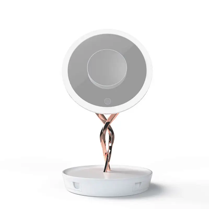 Bathroom mirror with lights and 5X,7X,10X magnifying suction up on wall