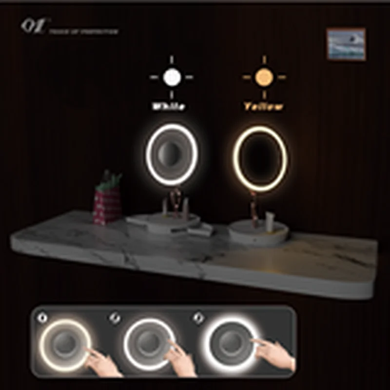 New led lighted makeup mirror with 10X Magnifiying base storage drawer are a vanity lights mirror.