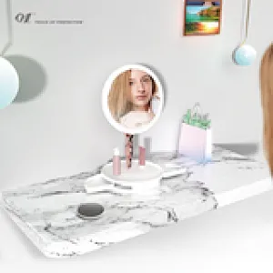 New led lighted makeup mirror with 10X Magnifiying base storage drawer are a vanity lights mirror.
