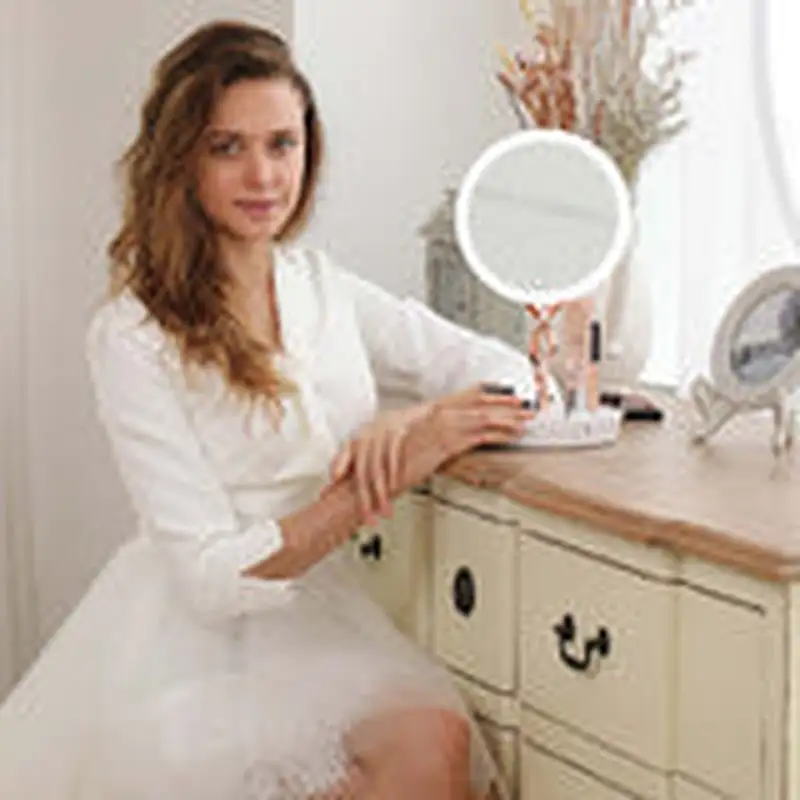 New led lighted makeup mirror with 10X Magnifiying base storage drawer are a vanity lights mirror.