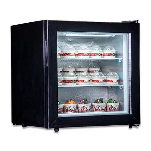 Mini ice cream freezer display with TV advertising