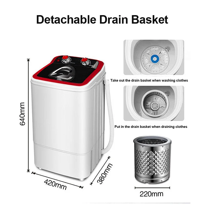 4.6kg Single Tub Detachable Drain Basket Mini Washing Machine with Spin Dryer
