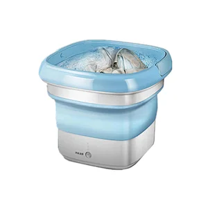Portable Mini Ultrasonic Washing Clothes Single Tub Bucket Folding Laundry Washing Machine For Baby