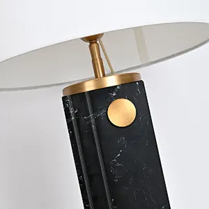 Black Marble Square Round Table Lamp