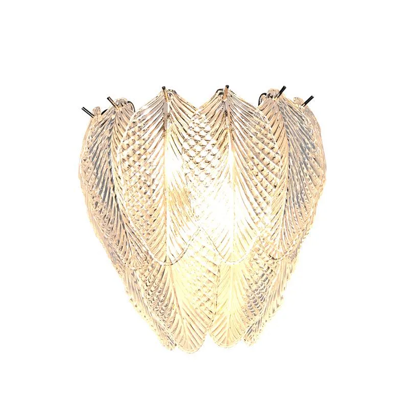 Stylish Design Filled Smooth Overall Shape Cozy Leaf Glass Wall Lamp