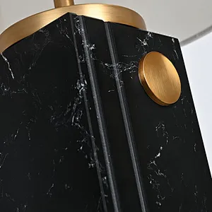 Black Marble Square Round Table Lamp