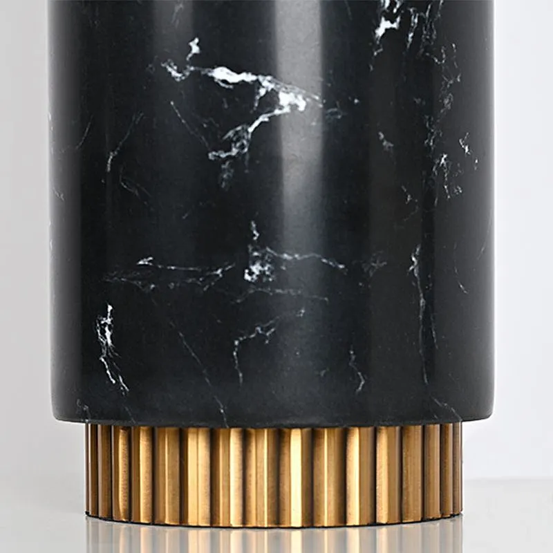 Solid Black Marble Column Striped Table Lamp