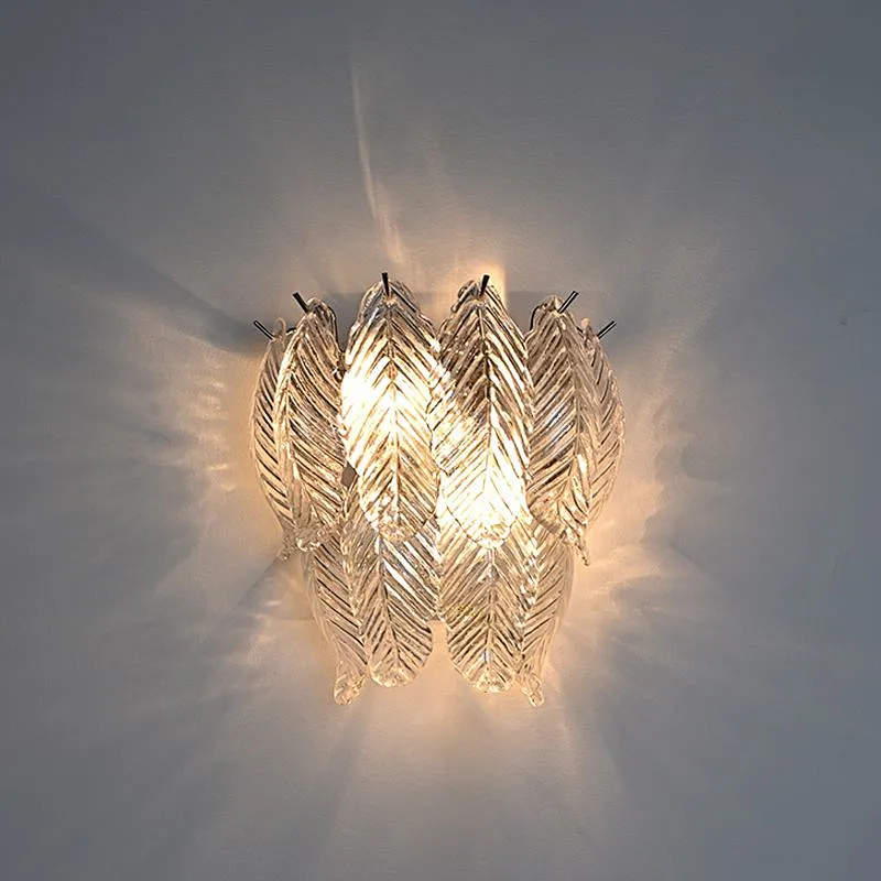 Beauty Line Texture Glass Leaves Wall Lamp