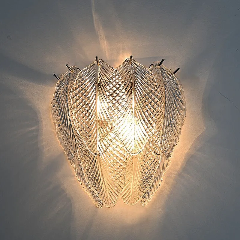Stylish Design Filled Smooth Overall Shape Cozy Leaf Glass Wall Lamp