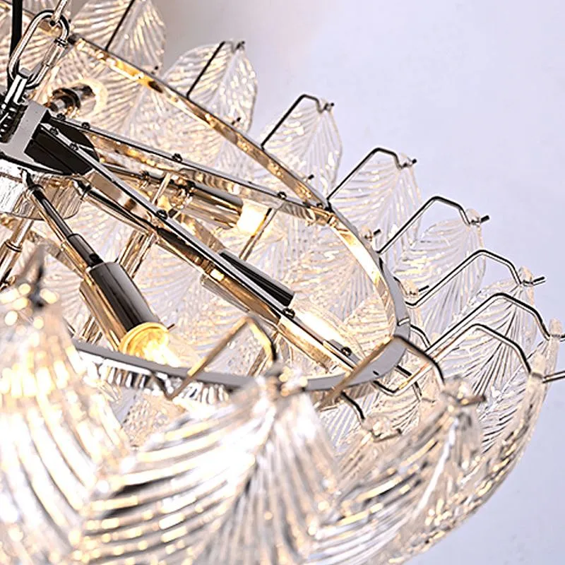 Luxury Modern Leaves Glass Chandelier For Living Room