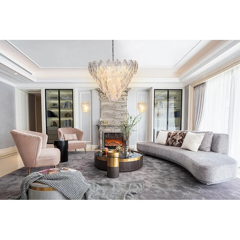 Luxury Modern Leaves Glass Chandelier For Living Room