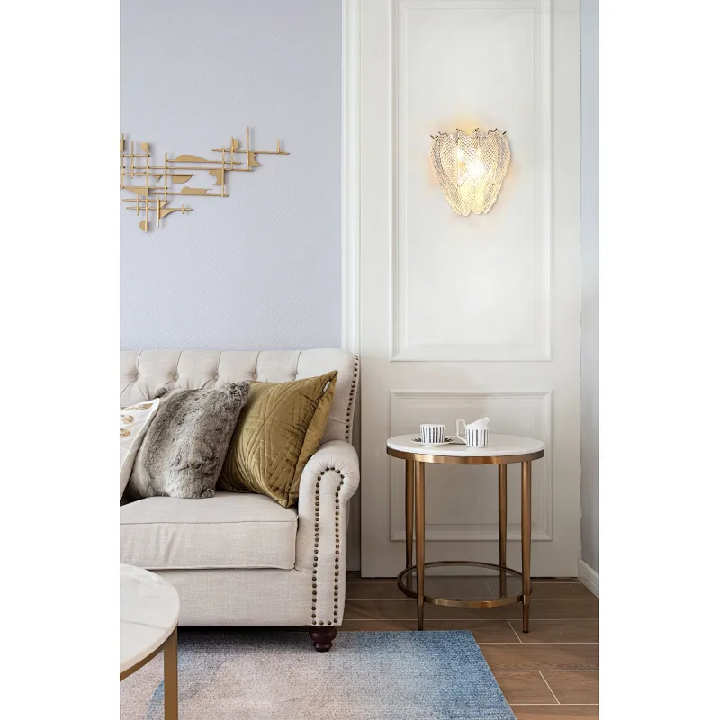 Stylish Design Filled Smooth Overall Shape Cozy Leaf Glass Wall Lamp