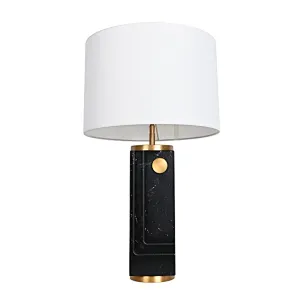 Black Marble Square Round Table Lamp