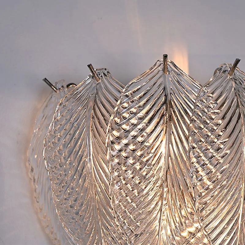 Stylish Design Filled Smooth Overall Shape Cozy Leaf Glass Wall Lamp